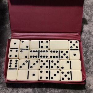 Vintage Domino Game Set By Cardinal, 28 Piece with Red Vinyl Snap Case